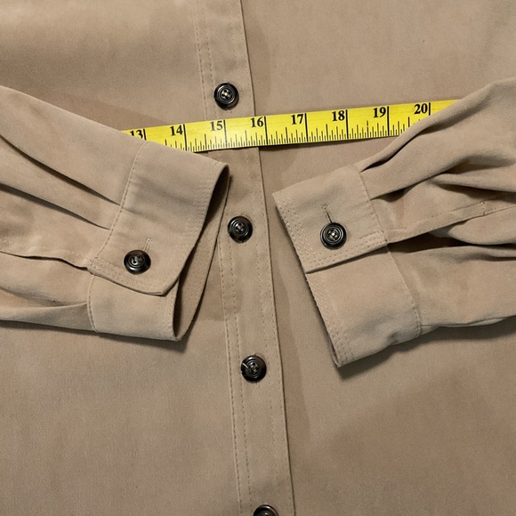 Talbots Button Up Shirt Jacket Suede Look Stretch Tan Shacket - Picture 5 of 8